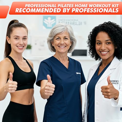 Pilates Equipment Kit at Home for Women, 4-in-1 Workout Essential Set with Pilates Ring, Fabric Resistance Bands, Figure 8 Resistance Band, Pilates Ball–Full Body Toning, Yoga & Stretching
