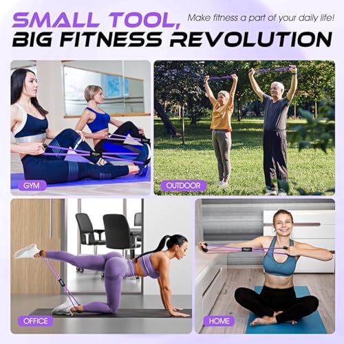 Resistance Bands, Figure 8 Resistance Band, Exercise Bands with Handles, Weights Workout Bands for Arms, Back, Shoulder, Leg, Physical Therapy, Pilates, Home Workout Equipment That Replace Dumbbells - color: Purple
