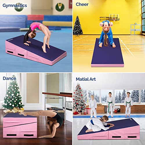 Folding Gymnastics Cheese Wedge Incline Mat, Gym Fitness Tumbling Skill Shape Mat for Kids Girls Home Training Exercise
