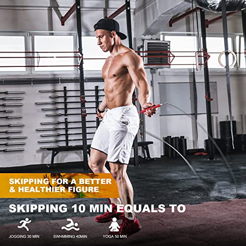 Jump Rope, High Speed Weighted Jump Rope - Premium Quality Tangle-Free - Self-Locking Screw-Free Design - Jump Ropes for Fitness - Skipping Rope for Workout Fitness, Crossfit & Home Exercises - color: Red