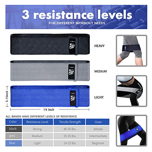 Resistance Bands 3 Sets, Premium Exercise Loops with Non-Slip Design for Hips & Glutes, 3 Resistance Level Workout Booty Bands for Women and Men