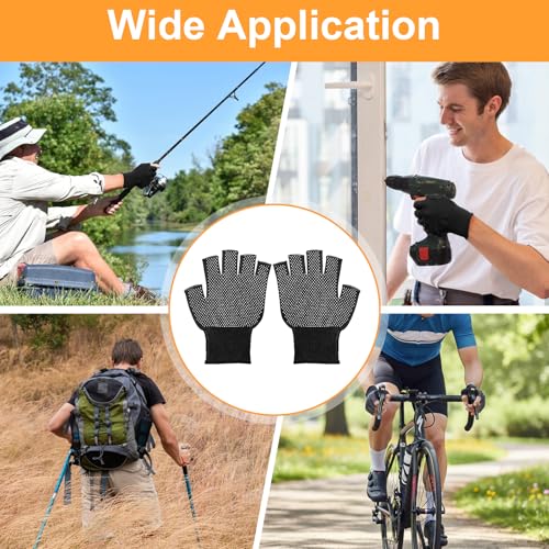 6 Pack Half-Finger Workout Gloves, Lightweight Half-Finger Slip Breathable Fingerless Work Glove Compression Gloves for Cycling Sports Motorcycle Fishing