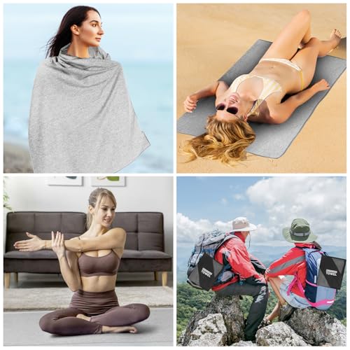 Quick Dry Microfiber Towel for Camping,Beach Travel Body Gym Hiking Swimming Pool Yoga Mat Towels (Grey, 30X60 Inch)