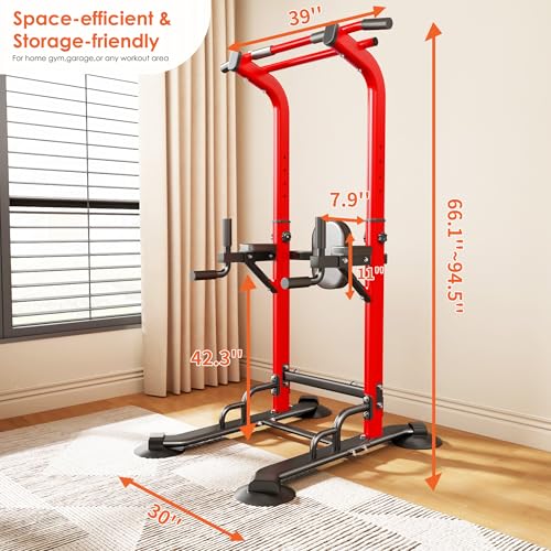 SogesPower Power Tower Pull Up Bar Station, Adjustable Height Pull Up Bar Stand for Home Gym, Multi-Function Pull Up Dip Station Dip Bar Strength Training Workout Equipment