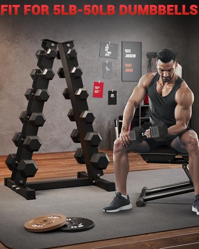Garvee Cast Iron Hex Dumbbell Set with Storage Rack, Rubber Coated Hand Weights Dumbbells, Heavy Duty Dumbbell Set for Home Gym Strength Training, Multiple Weight Options (210/350/360/450/550LB) - size: 210LB Set