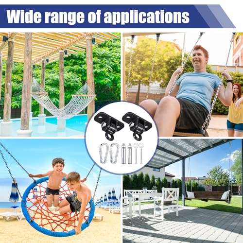 Tandefio 6 Sets Swing Hanger with Swingset Accessory, Black - color: Black