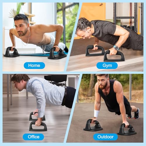 Push Up Bars with Bottom Anti-Slip Pad Push Up Handles for Floor Soft Plastic Pushup Handles Strength Training Pushup Stands - color: Black-B