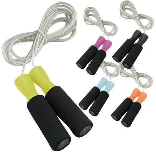 DA VINCI Weighted 10 ft Adjustable Speed Cable Jump Rope with Ball Bearing Handle Mechanism and 1/3 lb Weight in Each Handle - color: Lime Green