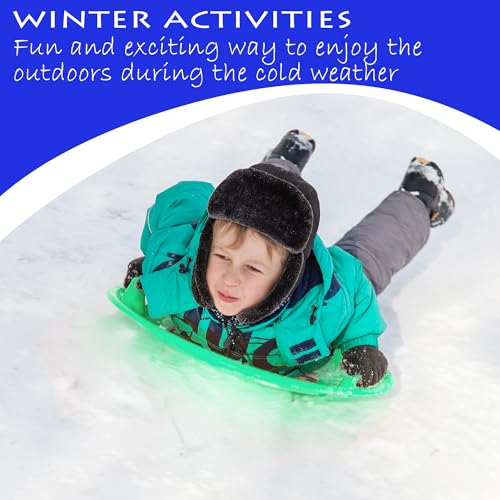 Slippery Racer Heavy-Duty Cold Resistant Downhill Pro Adults and Kids Plastic Outdoor Winter Saucer Disc Snow Sled with Handles (Buddy/ELF, 1)