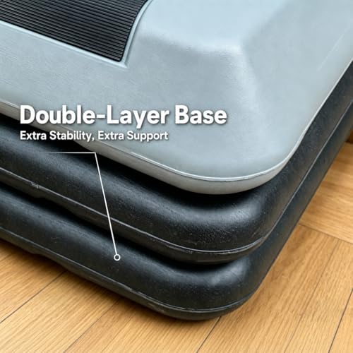 Aerobic Step Platform Height Adjustable Workout Step - color: Double-layer Base-Grey & Black