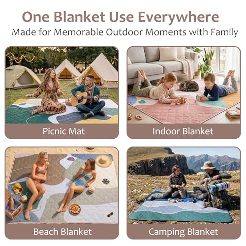 Exclusivo Mezcla Extra Large Waterproof Picnic Blankets 3 Layer, Sandproof and Foldable Outdoor Blanket for Beach Camping, Park and Travel - color: Abstract Red
