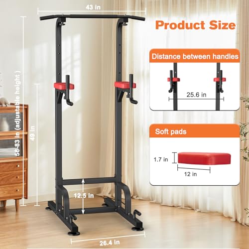 RELIFE REBUILD YOUR LIFE Pull Up Bar Free Standing Power Tower for Home Gym - color: RED