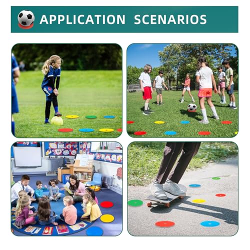 Spot Markers 4 Inch 9 Inch Non Slip Rubber Floor Markers Flat Field Cones Poly Dots for Soccer Basketball Sports Speed Agility Training and Drills