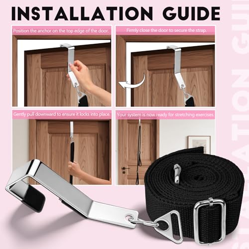 Stretching Strap with Door Anchor | Leg Stretcher for Splits, Flexibility & Physical Therapy | Dance Equipment | Home Use for Ballet, Yoga, Dance, Cheerleading, Gymnastics (All Levels)