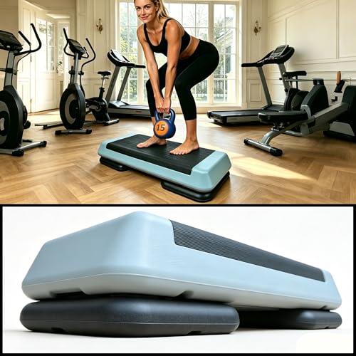 Aerobic Step Platform Height Adjustable Workout Step - color: One layer Base-Grey & Black