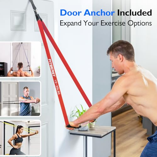 FitBeast Resistance Bands Set, Pull Up Assist Bands for Strength Training, Pilates, Yoga, Powerlifting, Stretching, Mobility Exercises, Muscle Toning, Full Body Workout - color: Rainbow๏ผ5-80 lbs)