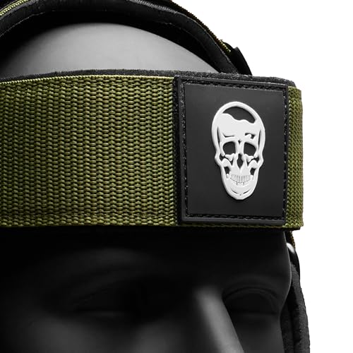 Gymreapers Neck Harness Weight Lifting - Neck Trainer Workout Equipment - Heavy Duty Stainless Steel Chain, Adjustable Neoprene Head Strap, Exercise Equipment for Strength & Pain Relief - color: OD Green