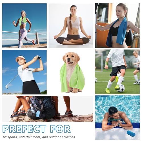 4 Pack Cooling Towels (40"x12"), Microfiber Chilly Towels Soft Breathable Gym Ice Towel for Workout, Yoga, Sport, Silicone Set Travel Sweat Towels Fast Drying Lightweight Cooling Neck Wraps - color: Blue/Green/Grey/Deep Blue