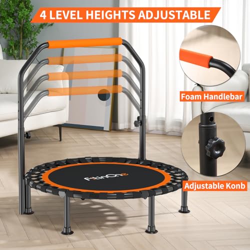 40"/48" Foldable Mini Trampoline Load 330lbs, Portable Exercise Rebounder with Durable Bungee Band, Fitness Trampoline for Adults and Kids