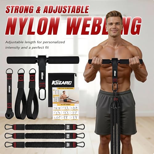 Forearm Strengthener & Wrist Roller, No Weights Needed Forearm Trainer with 3 Adjustable Resistance Bands (55/65/75 lbs), 2-in-1 Handle & Door Anchor for Arm Workout, Grip Strength & Muscle Building
