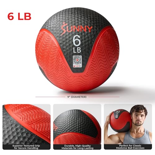 Sunny Health & Fitness Medicine Ball with Premium Dual Textured Grip - size: 6 lb