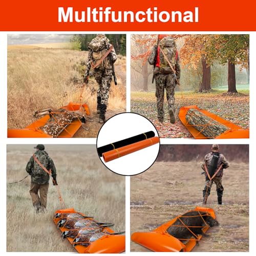 1.2MM Thickened Deer Drag Sled Tear-Resistant Deer Dragging Sled Game Hauler for Hunting with Odocoileus virginianus Drag Harness and Handle, Save Effort Hunting Gear Accessories