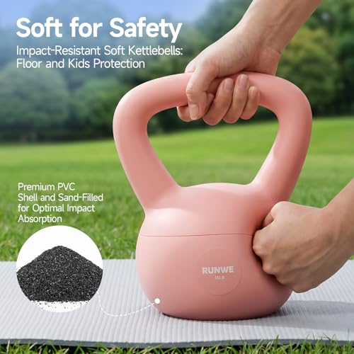 Soft Kettlebell for Women 5lb 10lb 15lb 20lb 25lb, Sand Filled Quiet Floor-Friendly Kettlebell, Anti-Slip Home Gym Fitness Equipment for Apartment Postpartum Recovery - color: 10 LB Pink