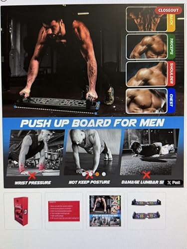 Push Up Board, Multi-Functional Workout System, Trains Multiple Muscle Groups, Home Gym