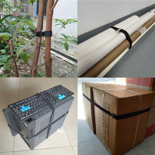 18 inch Extend Cable Strap and Adjustable Securing Strap with Buckle - 12 PCS Reusable Hook and Loop Fastening Nylon Cable Tie Wrap