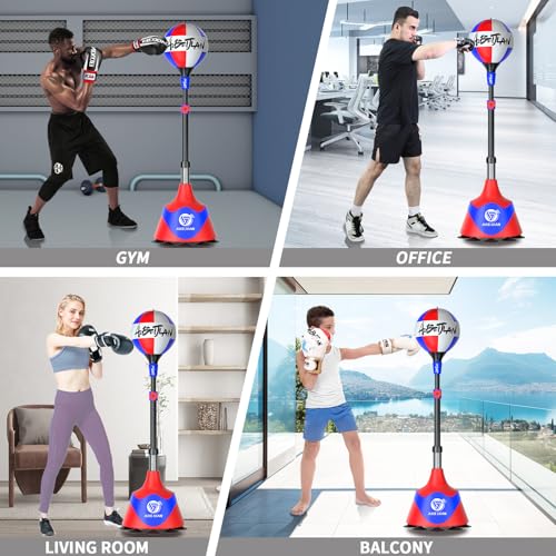 Freestanding Reflex Boxing Bag,Punching Bag with Stand,Height Adjustable,Speed Punching Ball for Adults Kids,Boxing Equipment for Home Gym - color: Red