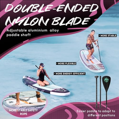 11'6"x35" Inflatable Paddle Board, 450lbs Extra Wide Stand Up Paddleboard for Adults with Premium SUP Accessories Kit & Backpack, Blow Up Kayak Non-Slip Stable Deck Boat for Yoga Fishing Surf - style: Pink