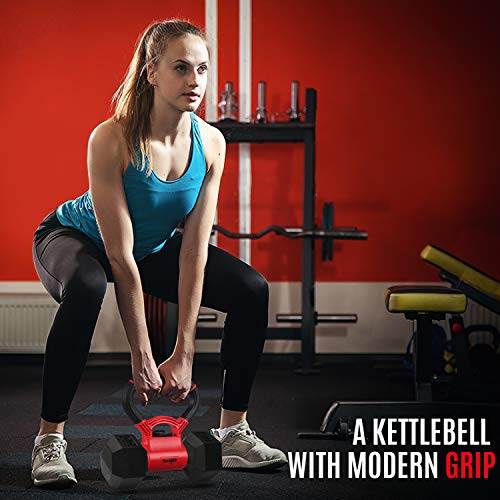 Yes4All Kettlebells Grip, Dumbbell Grip Handle, Convert Dumbbells into Kettlebell for Home Gym, Kettlebell for Weights Plate - color: C. Red/ Black