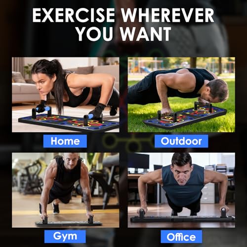 Push Up Board Fitness, Multi-Functional Pushup Training Board with Handles, Foldable Floor Chest Muscle Exercise Fitness Equipment Burn Fat Push Up Bar for Strength Training, Chest, Arms & Core