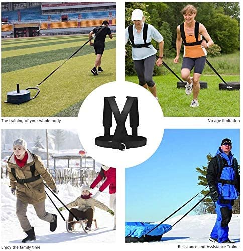 Sled Harness Tire Pulling Harness Pull Strap with Reinforced Lock, Can Pull up to 1.5T for Fitness Weight Sled Training Speed Chute Harness Trainer Football Workout Equipment