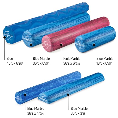OPTP PRO-Roller Soft Density Foam Roller – Low Density Soft Foam Roller for Physical Therapy, Pilates, Yoga Foam Roll Exercises, and Muscle Recovery - Blue 36" x 6" x 3" Half-Round - color: Blue 36" X 6" X 3" Half-round