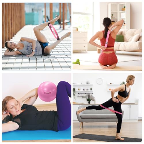 RitFit Pilates Ring Circle - 14 Inch Magic Fitness Circle for Toning Inner & Outer Thighs, Bonus Workout Guide Included (Pink Kit)