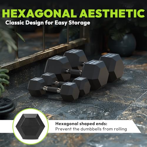 Hex Dumbbell Sets, 90-640 lb Rubber Encased Exercise & Fitness Dumbbells Set, Hand Weight for Strength Training, Weight Dumbbells - size: 150 lb Set (Pair of 5, 10, 15, 20, 25 lb)