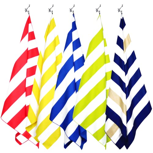 Your Choice Microfiber Beach Towel Sand-Free Quick Dry (67"x35"/60"x30") - color: K-dark Blue&khaki Stripes, size: Large(60x30")