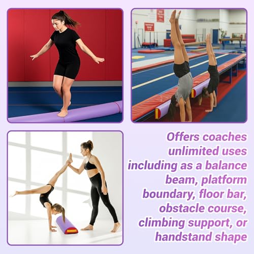 Arrowbash 24 Inch Foam Roller Half Round Gymnastics Balance Beam with Hook-and-Loop Back with Carry Handles Vinyl Surface for Beginners Professional Gymnasts