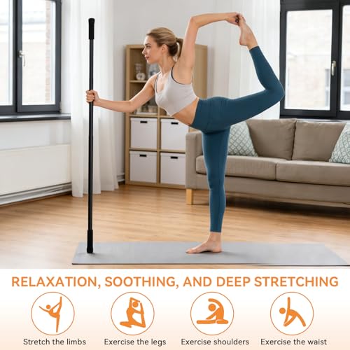 Adjustable Yoga Stick, Promote Flexibility Steel Stretching Stick Versatile Exercise Stick with Foam Handles for Fitness Balance
