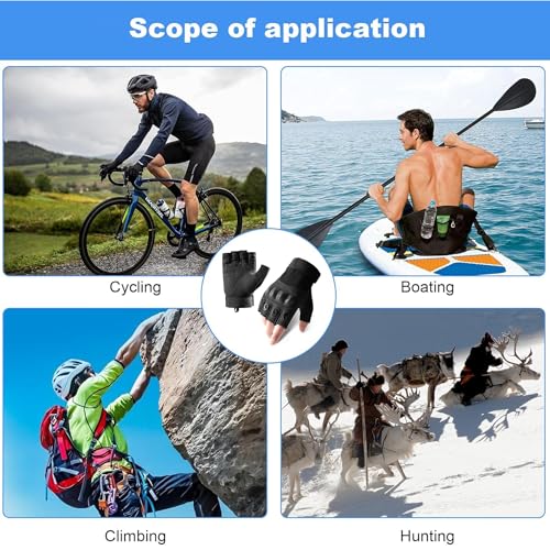 Adult Fingerless Motorcycle Gloves - Soft Shell Protection,Breathable Grip,Wrist Support for Motorbike Riding,Exercise & Fitness,Tactical Training,Cycling,Wild Survival Black L