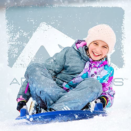 Franklin Sports Kids Toboggan Sled - Kids Saucer Sled - Arctic Trails Plastic Snow Sled for Children - Heavy Duty Sled with Handles