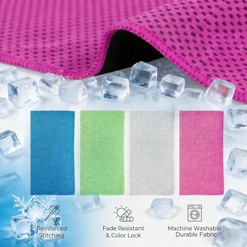 4 Pack Cooling Towels 40"x12" for Men & Women, Microfiber Ice Cold Rags for Neck & Face, Soft Breathable Cool Sweat Towel for Hot Weather, Sports, Yoga, Running, Camping, Gym, Workout