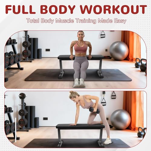 Fitvids Flat Utility Weight Bench for Home Gym Weight Training – Ab Exercises and Flat Exercise – nan – Gray/Black