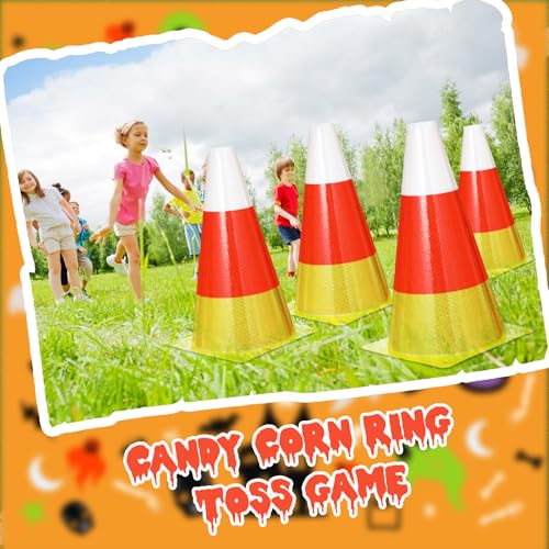 Candy Corn Ring Toss Game Plastic Cones 9 Inch Training Traffic Cones Sport Training Agility Field Marker for Youth Soccer Skating Practice