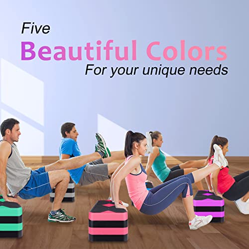 27" Aerobic Exercise Step Adjustable Aerobic Stepper for Exercise Workout Step Platform for Step Up, Step Deck with 4” 6” 8” Adjustable Height Risers