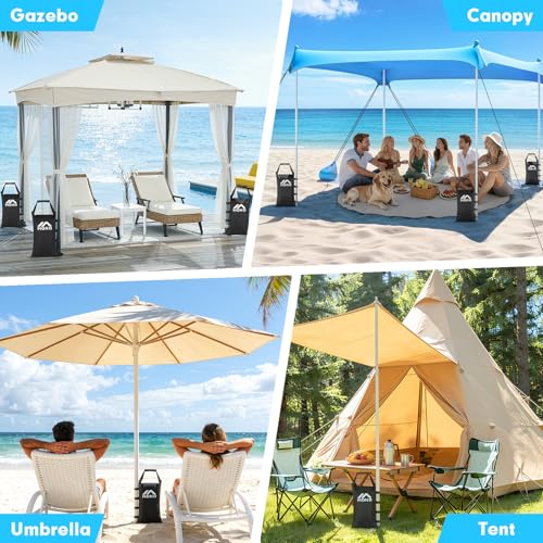 MoKo 120 LBS Zipper Top Sand Bags for Canopy Legs (Set of 4, Without Sand), Windproof Weight Bags with Silicone Handle for Gazebo Leg, Pop Up Canopy Tent Weights, Sandbags for Weight, Black