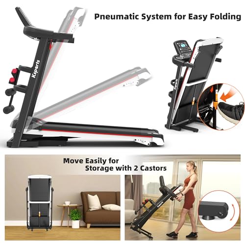 Foldable 16.5 Inch Cardio Fitness Portable Treadmill with Bluetooth Connectivity, LCD Display, and Tracking Apps for Home Gym Equipment, Black - color: Black Medium