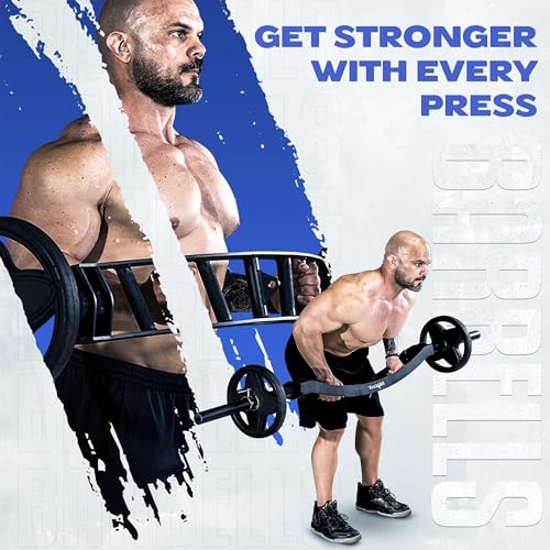 Yes4All Multi Grip Barbell & Cable Attachment - Swiss Bar, American Bar for Greater Range of Motion, with 2 Collars, Fits Olympic Weight Plates - Home Gym & Support Pressing, Lifting & Curls - color: B. Multigrip Barbell & Cable Attachment 600lbs