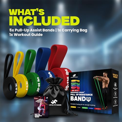 Utopia Fitness Pull Up Bands, Pull Up Resistance Bands Set of 5, Heavy Duty Pull Up Assistance Bands 8-125 lbs, Resistance Bands for Working Out, Strength Training, Physical Therapy for Men & Women